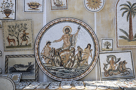 突尼斯非洲博物馆的古罗马马赛克艺术图片