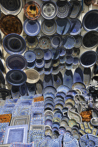 非洲突尼斯五颜六色的陶瓷礼品苏维尼尔户外街头市场图片
