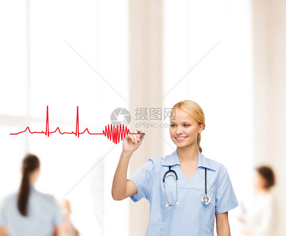 医疗保健医疗技术轻医生护士绘制心电图图片