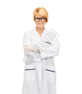 医疗保健医学戴眼镜的微笑女医生高清图片