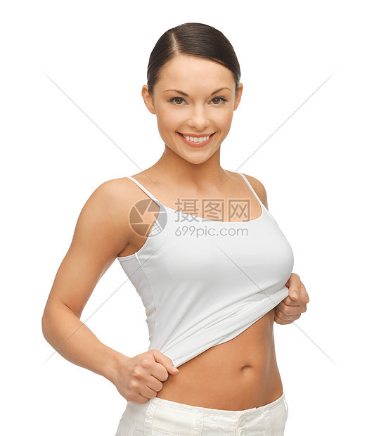 美丽的运动女人展示她的腹部图片