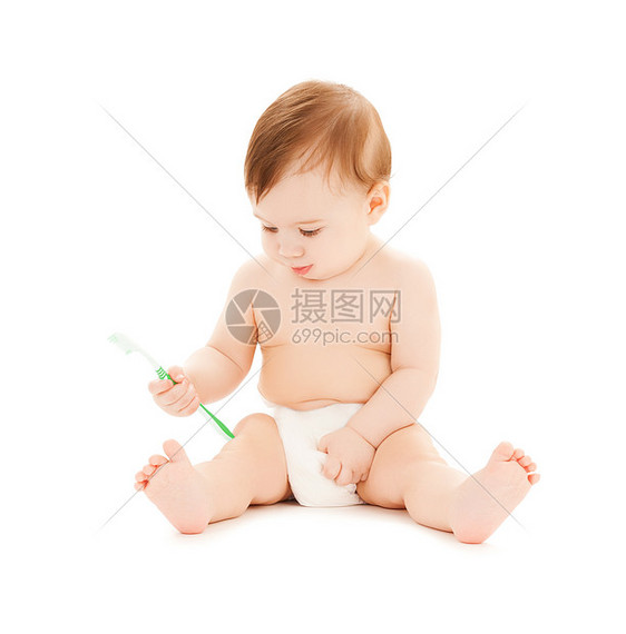 好奇宝宝刷牙的明亮图片图片
