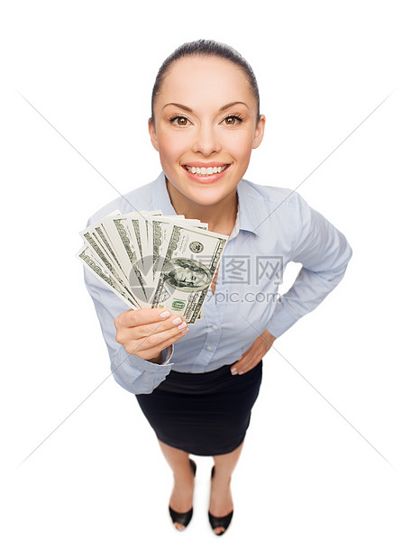 ‘~商业,货币银行微笑的女商人与美元现金  ~’ 的图片