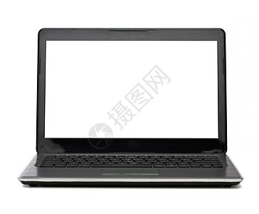 笔记本电脑屏幕技术广告笔记本电脑与空白白色屏幕背景