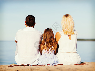 暑假,庆祝,孩子人的快乐的家庭海边图片