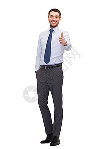 商业手势办公室英俊的商人竖大拇指图片