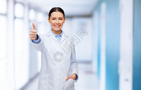 保健医学微笑的女医生竖大拇指图片