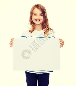 广告,艺术,儿童,幸福绘画微笑的小孩子着空白的白色海报图片