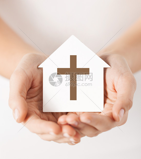 宗教,基督教慈善女手纸屋与基督教交叉符号图片