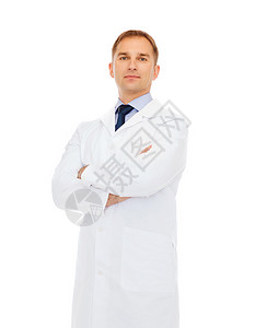医疗保健,职业医学男医生穿着白色外套白色背景高清图片