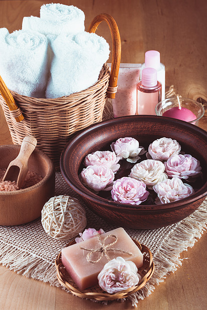水疗中心,玫瑰,指甲,放松浴缸化妆品图片