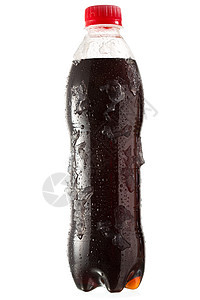 冷瓶可乐,白色背景上冰图片