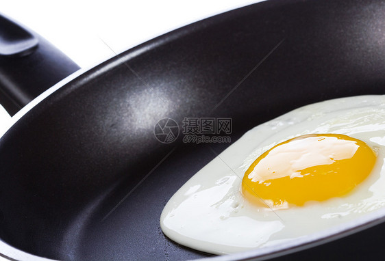 白底煎锅里煎鸡蛋图片