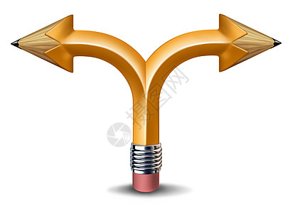 创意十字创造的混乱选择个艺术方向个铅笔与两个箭头形状的末端指向