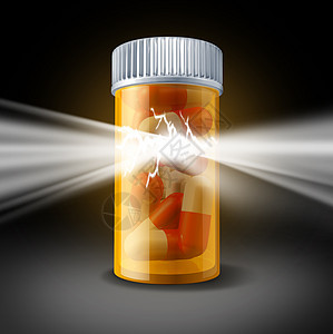 药物成功的力量药物治疗保健的与药物研究生物技术处方药药瓶闪烁的光奇迹药物图片