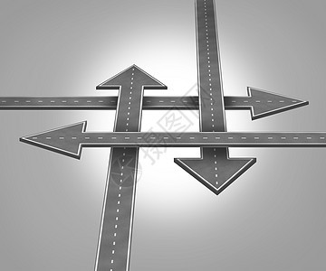 选择方向商业与道路的形状箭头,指向许多相反的方向,个图标的旅程混乱规划战略决策压力图片
