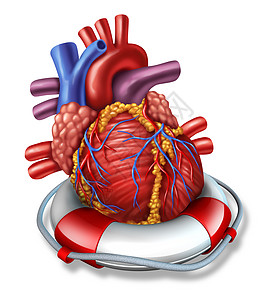 心脏抢救医疗保健,人类心血管器官救生器救生带,紧急冠状动脉手术治疗的象征,中风心脏病发作前的白色背景图片