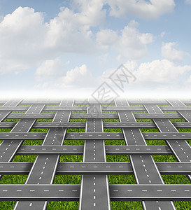 管理业务与道路公路个三维网格模式,个标志,规划战略管理方向决策图片