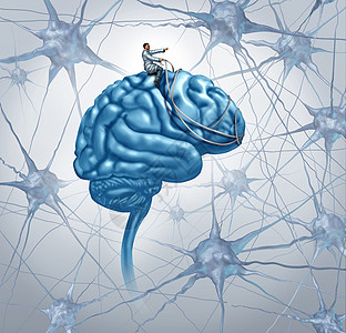 大脑医学研究的,与名科学医生个大脑向,个三维神经元迷宫的方向,个图标,找个治愈自闭症阿齐默斯疾病的图片