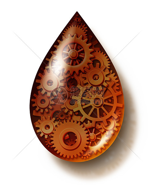 石油工业符号液体石油滴与连接的齿轮齿轮个图标的FUE能源的工业机器发动机白色的背景图片