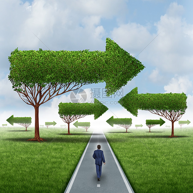 名商人,条笔直的聚焦道路上绕着群令人困惑的箭树走来走,并以机会之旅