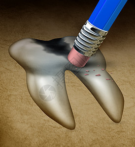 牙齿修复牙齿健康医学,个大的洞被铅笔橡皮擦擦掉,个比喻,牙科服务,以修复受损的牙齿问题图片