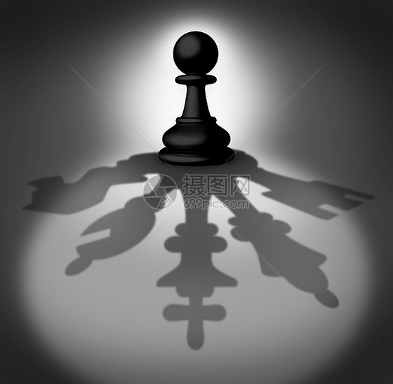 队领导的商业,个国际象棋棋子,铸造个影子与个公司集,由国王女王骑士主教罗克个象征的权力个成功的经理图片