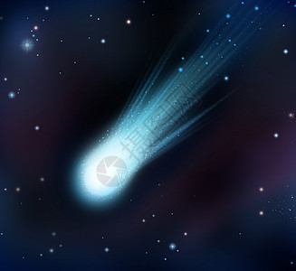 彗星火球流星的夜空中个天文物体世界末日的象征,个坠落的小行星向星星许愿的象征背景图片