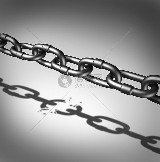 链接断裂断裂链的商业,就像铁链铸造了个断裂连接的影子,自由成功的梦想希望的隐喻图片