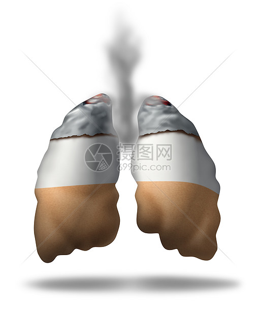香烟肺的吸烟健康影响的象征,肺癌的医学隐喻,来自吸烟者手烟的烟雾暴露戒烟的挑战图片