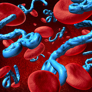 埃博拉病人体医学中被认为三维微生物,血细胞致命微生物感染危险的健康象征图片