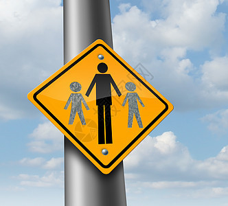 儿童监护权丧失种交通标志,父亲他失踪的两个孩子离婚分居引的社会问题的家庭法象征图片