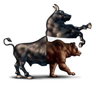 熊市修正金融业务种牛市开放,揭示了个新兴的熊市股票市场,投资情绪市场走向负领域的变化的隐喻图片