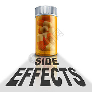 处方药副作用药物良反应医疗药物的种药丸瓶,带投射的阴影,代表与药物治疗相关的保健问题图片