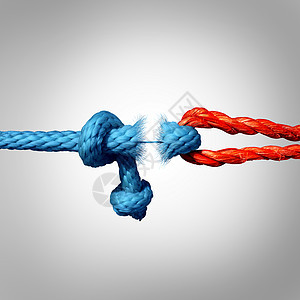 分离断开的符号两条不同的绳索捆绑断开连接背景图片