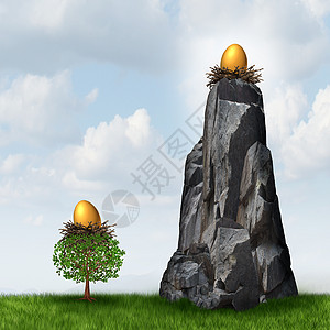 安全的投资选择,个金窝蛋棵低树另个退休储蓄黄金基金个高硬访问岩山个金融商业隐喻退休安全保障图片