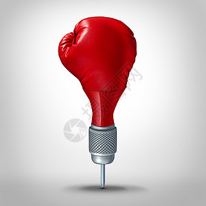 营销策略竞争目标规划的,个飞镖形状与红色拳击手套个商业象征,个准确的重点获胜的目标计划图片