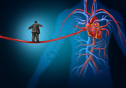 心脏病危险的危险因素种医疗保健生活方式的,超重的人走拉长的动脉高线上,冠心病危险高血压的象征背景图片