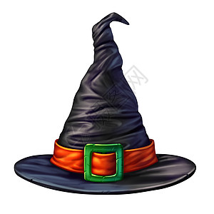 女巫帽子隔离白色背景上,个幽灵神秘的维度黑头服装,为巫师女巫万节元素的季节魔法人物图片