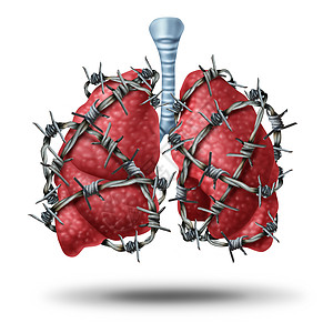 肺痛医学将人体肺器官包裹危险的铁丝网铁丝网上,心血管问题的保健符号,如囊纤维化胸痛隐喻背景图片