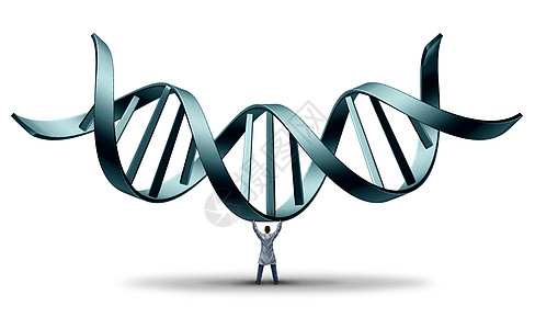 DNA医生遗传学家把双螺旋医学科学的象征,白人背景下基因工程科学家的职业图片