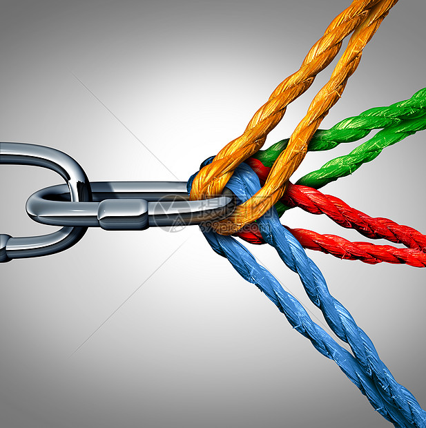 连接的个连接的群体符号用同的绳子捆绑连接把金属链个牢可破的链接个