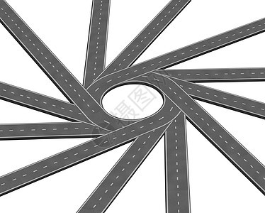 聚合道路公路商业隐喻,代表个集中的多条路径的,集中,个统的,个三维插图风格白色背景图片