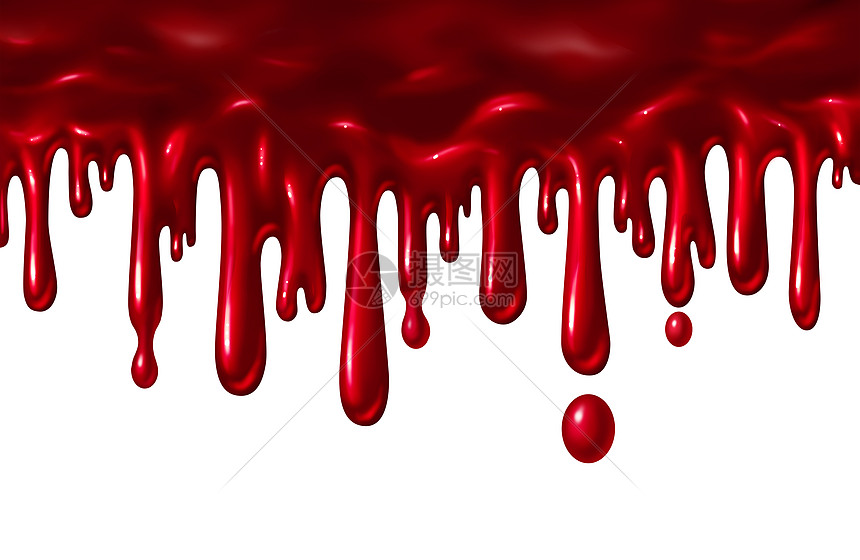 ‘~血液滴下来个红色飞溅,滴下来万节元素的象征,孤立白色背景上的三维插图风格  ~’ 的图片