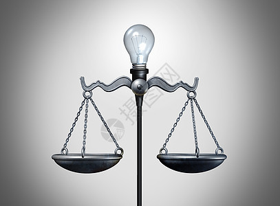平衡司法规模的明亮灯泡图片