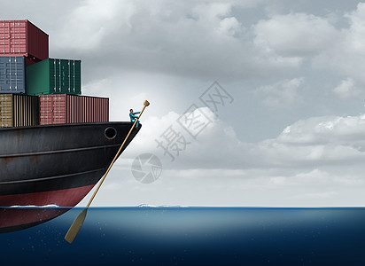 航运货物领导商人物流经理导航货船用桨进口出口管理领导隐喻与3D插图元素图片