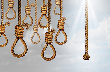 绝望希望的致命的悬挂绳结,代表绝望的自心理痛苦,个人的直绳个积极的益的解放象征图片