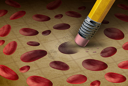 血液紊乱医学铅笔擦除人类细胞贫血血友病的医学血液学符号三维插图图片