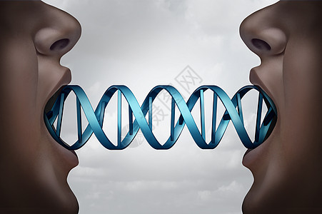 分子结构的克隆,将两人连接来,三维插图元素的基因生物技术符号背景