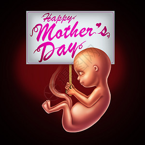 母亲天怀孕的,个产前胎儿子宫,着个标志,祝母亲节日快乐,母亲的问候育儿庆祝个新的生活图片
